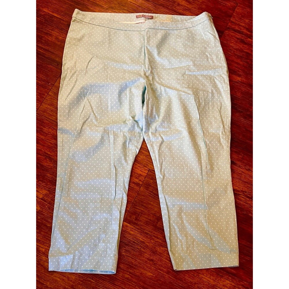 Marks And Spencer From UK Blue Polka Dot Capri Pants Size UK 18/US 14